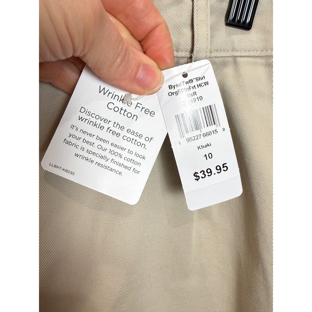 NWT LL Bean Boys 10 Khaki Pleated Shorts Original Fit 100% Cotton Wrinkle Free - Picture 5 of 9